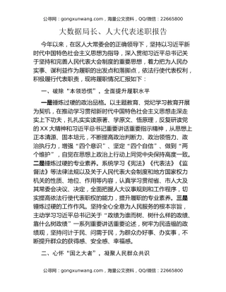 大数据局长、人大代表述职报告