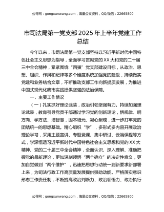 市司法局第一党支部2025年上半年党建工作总结