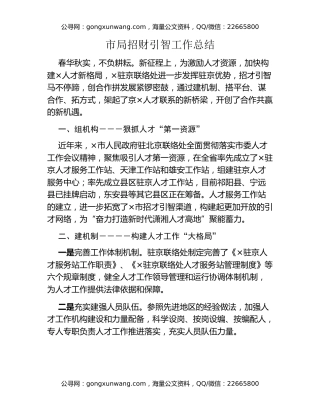 市局招财引智工作总结