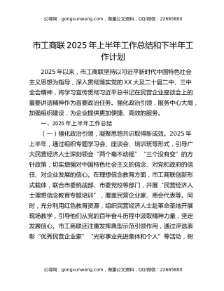 市工商联2025年上半年工作总结和下半年工作计划