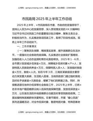 市民政局2025年上半年工作总结