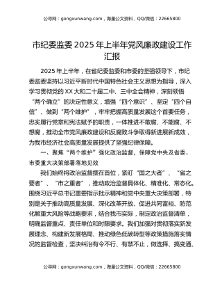 市纪委监委2025年上半年党风廉政建设工作汇报