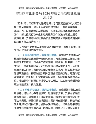 市行政审批服务局2024年度 法治政府建设情况报告