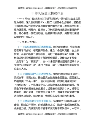 干部队伍建设情况报告