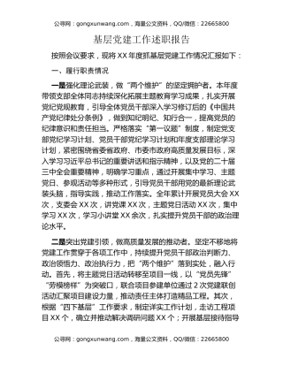 年度基层党建工作述职报告
