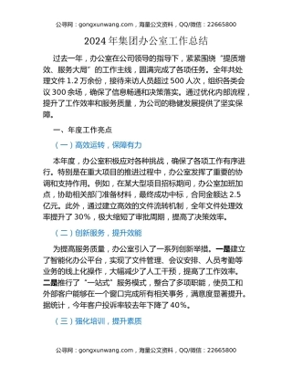 年集团办公室工作总结