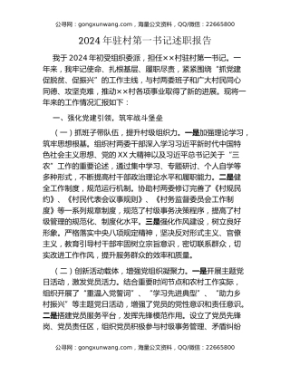 年驻村第一书记述职报告