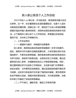 新入职公务员个人工作总结