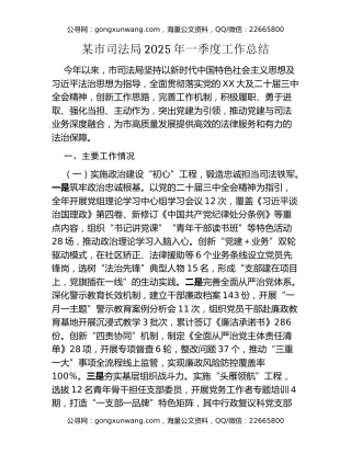某市司法局2025年一季度工作总结