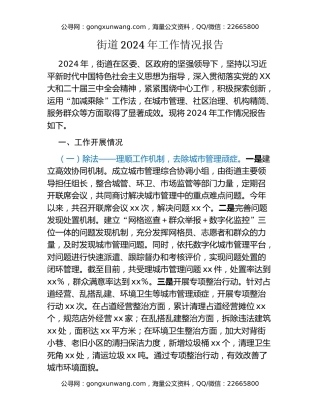 街道2024年工作情况报告