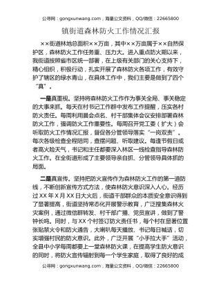 镇街道森林防火工作情况汇报