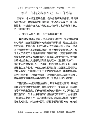 领导干部提交考察组近三年工作总结