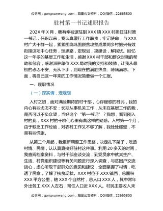 驻村第一书记述职报告