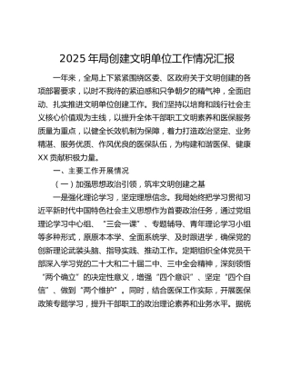 2025年局创建文明单位工作情况汇报