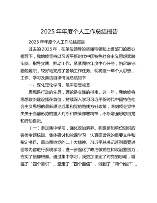 2025年年度个人工作总结报告