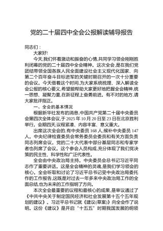 党的二十届四中全会公报解读辅导报告