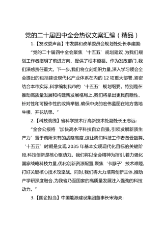 党的二十届四中全会热议文案汇编