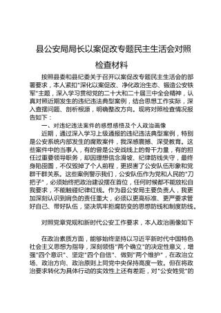 县公安局局长以案促改专题民主生活会对照检查材料