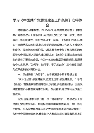 学习《中国共产党思想政治工作条例》心得体会