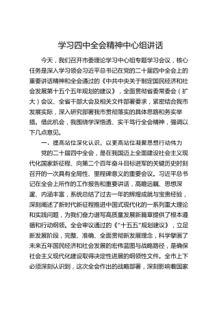 学习四中全会精神中心组讲话