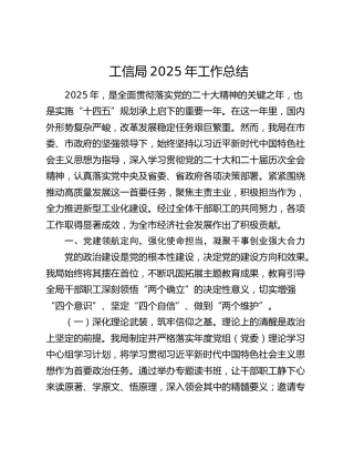 工信局2025年工作总结