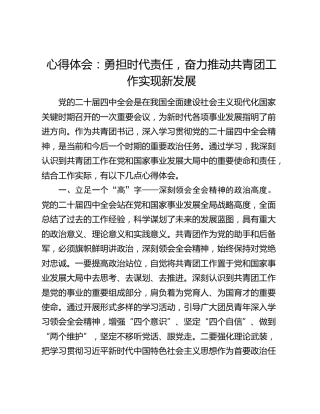 心得体会：勇担时代责任，奋力推动共青团工作实现新发展