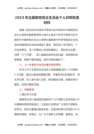 2023年主题教育民主生活会个人对照检查材料 (4)