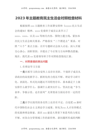 2023年主题教育民主生活会对照检查材料（六个方面） (4)