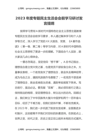 2023年度专题民主生活会会前学习研讨发言提纲 (3)