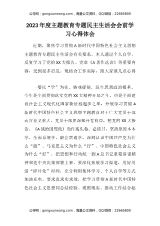 2023年度主题教育专题民主生活会会前学习心得体会 (3).