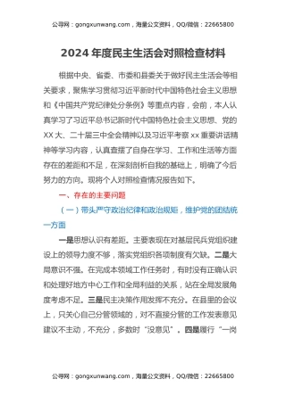 2024年度民主生活会对照检查材料 (3)