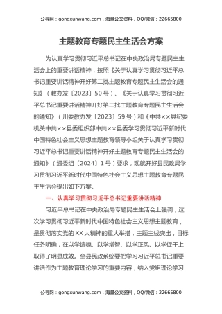 主题教育专题民主生活会方案 (2)