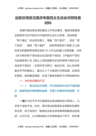 巡察整改专题民主生活会