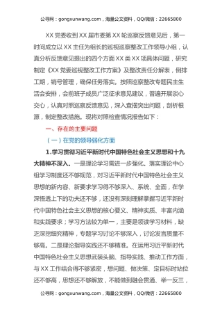 卫健系统信息中心巡察整改民主生活会领导班子对照检查材料