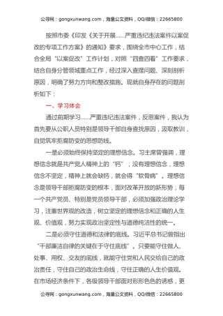 市局局长以案促改专题民主生活会个人剖析对照检查材料
