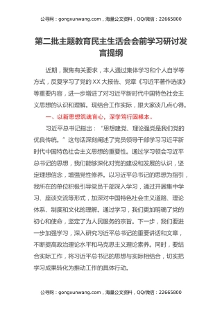 第二批主题教育民主生活会会前学习研讨发言提纲 (18)