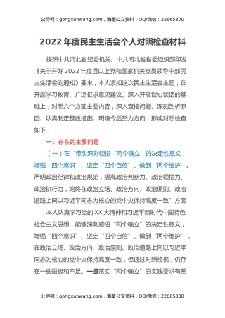 高校党委书记2022年度民主生活会个人对照检查材料