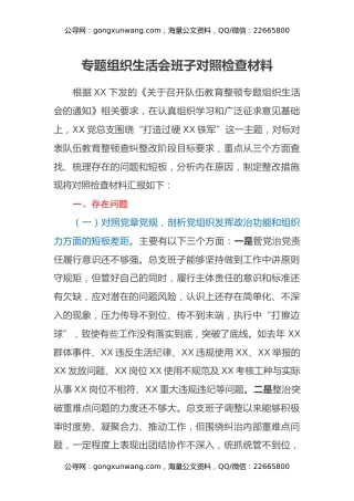 2023年主题教育专题组织生活会班子对照检查材料（2）