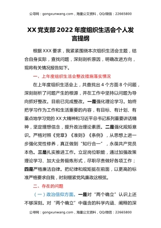 2023年普通党员组织生活会个人全套材料