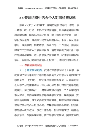 2024年组织生活会个人对照检查材料（2）