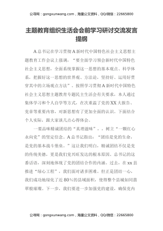 主题教育组织生活会会前学习研讨交流发言提纲 (21)