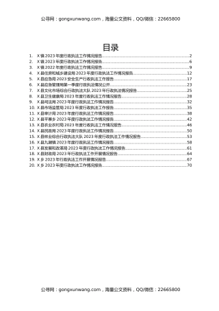 2023年度行政执法工作情况报告汇编20篇