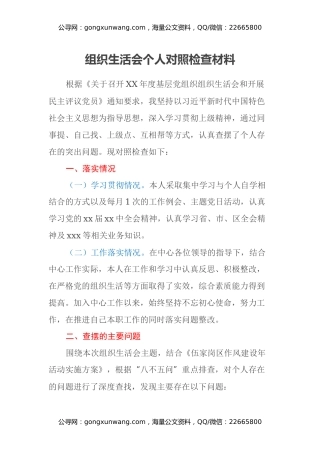 组织生活会个人对照检查材料（24.7.15）