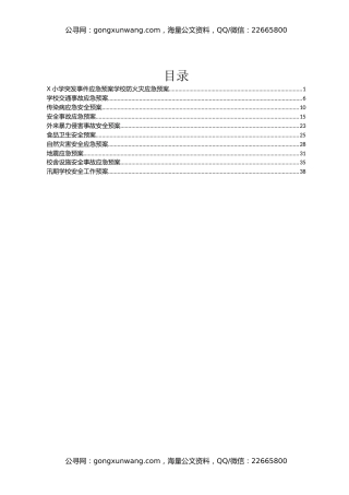 X小学突发事件应急预案汇编
