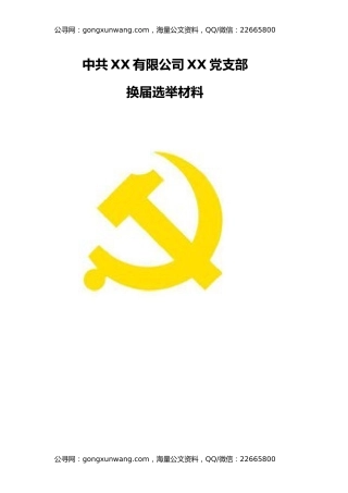 中共XX有限公司XX党支部换届选举材料模板汇编