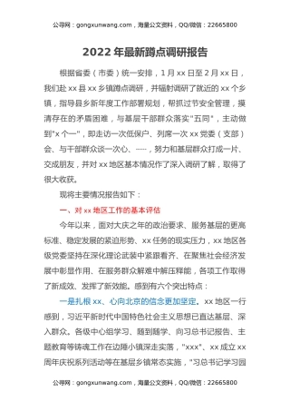 2022年最新蹲点调研报告