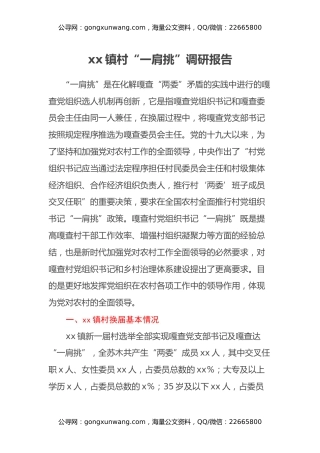 xx镇村“一肩挑”调研报告