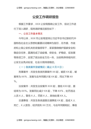 公安工作调研报告