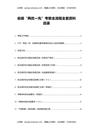 省级“两优一先”考察全流程全套资料