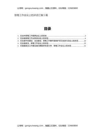 禁毒工作会议上的讲话汇编5篇